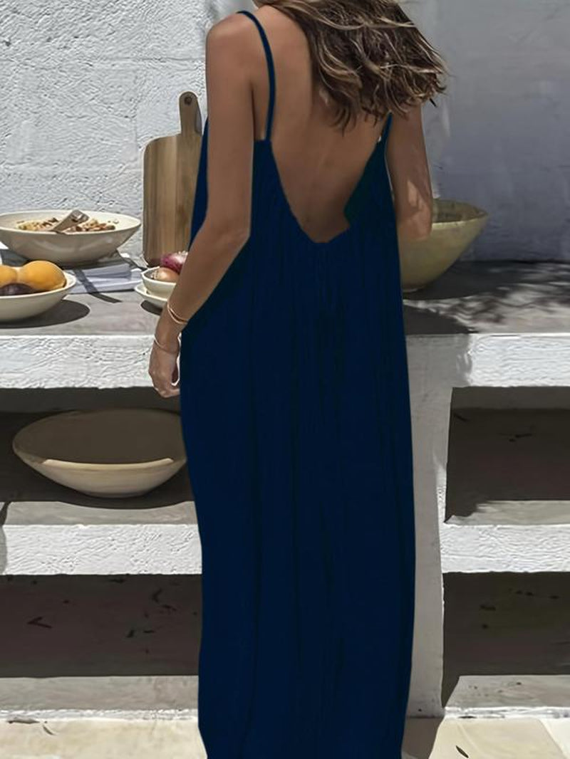 Chic Women's Backless Cami Dress - Perfect Casual Sleeveless Summer Dress for Beach Vacations