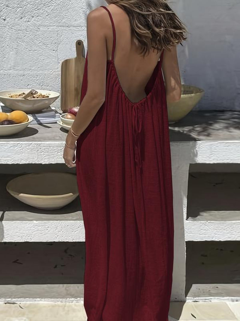 Chic Women's Backless Cami Dress - Perfect Casual Sleeveless Summer Dress for Beach Vacations