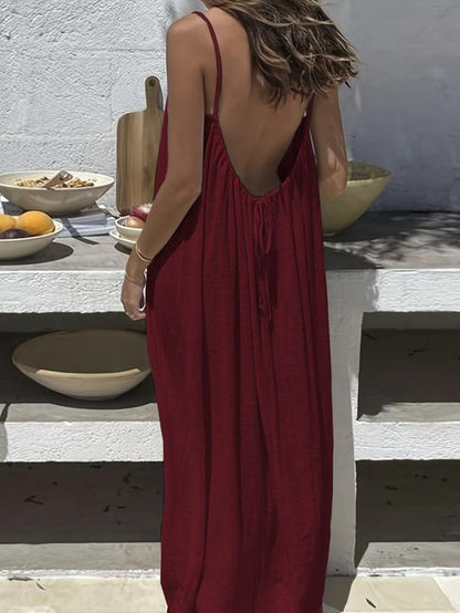 Chic Women's Backless Cami Dress - Perfect Casual Sleeveless Summer Dress for Beach Vacations
